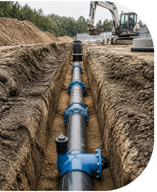 Строительство наружных сетей водоснабжения для объектов в Новотроицке