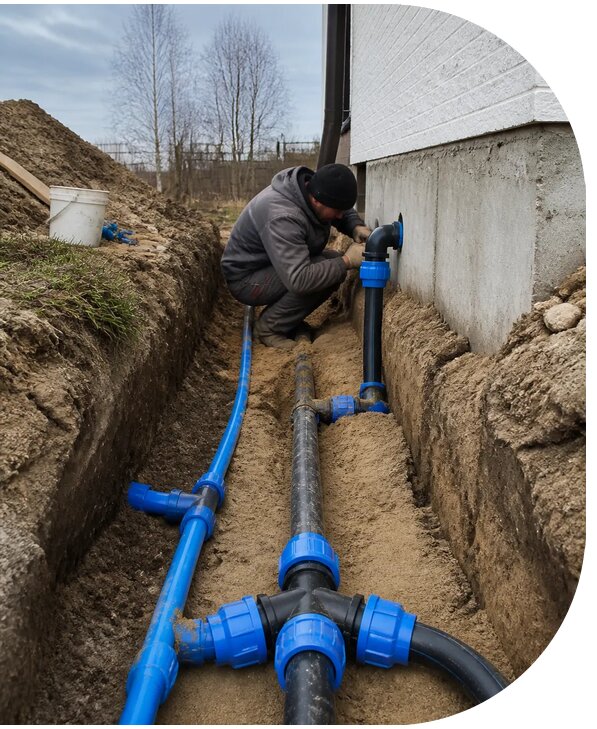 Монтаж наружного водопровода на участке под ключ в Новотроицке